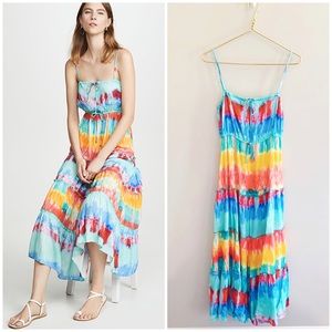 Playa Lucila Shopbop Tie Dye Boho Midi Dress NWT XL Rainbow Resort